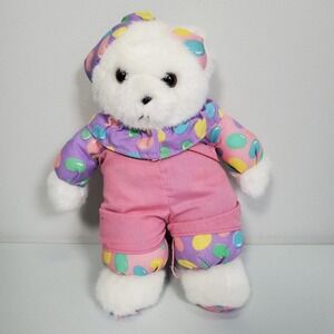Vintage Ganz Teddy Bear Plush White Pink Jelly Bean Outfit 10” 1993‎